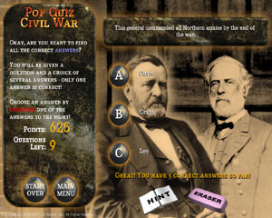 Civil War Touch Screen Quiz Game